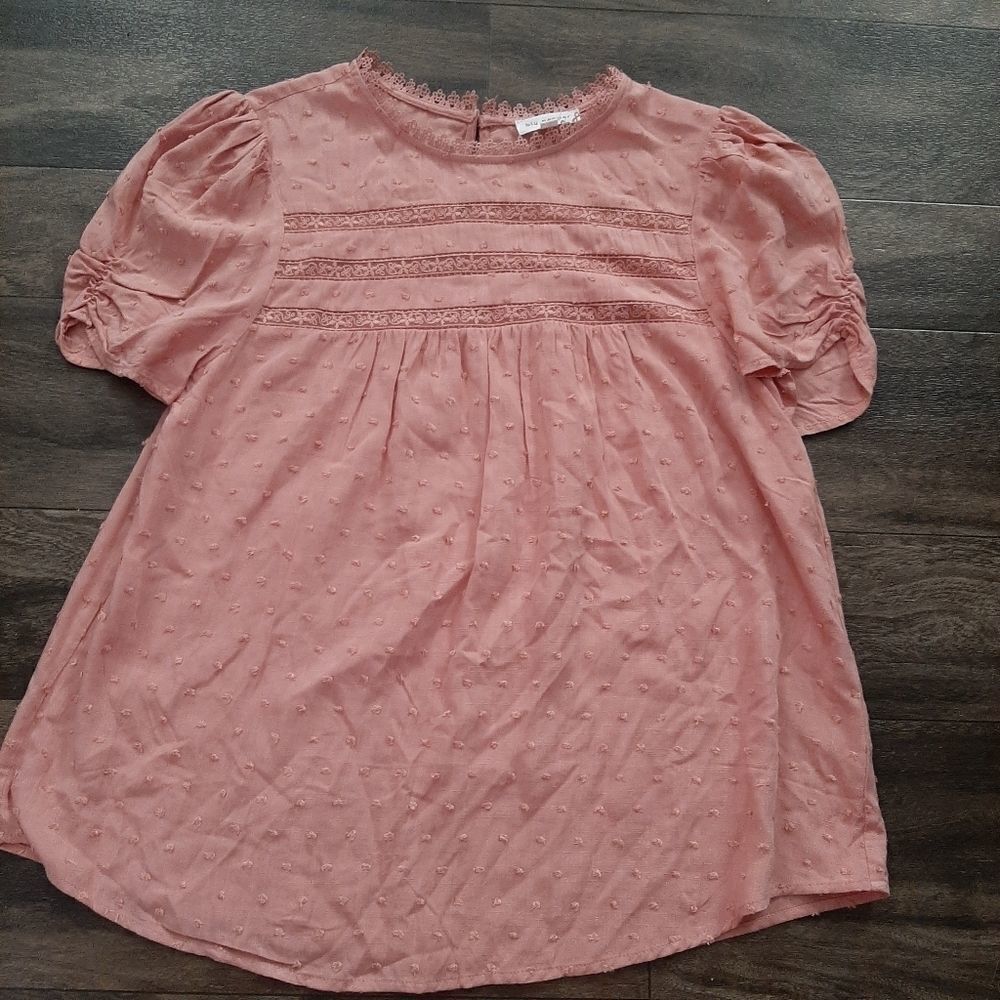 Blue pepper pink sz small pink babydoll blouse